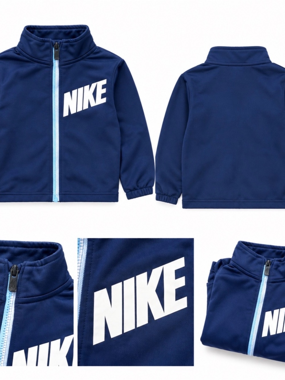 Nike Kids Navy Blue Zip Jacket with White Logo